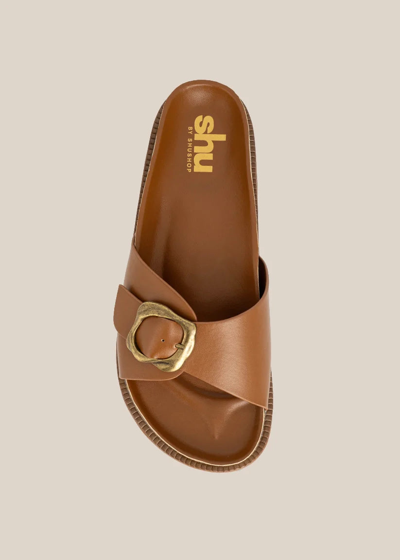 Shushop Joy Tan Slide Sandal
