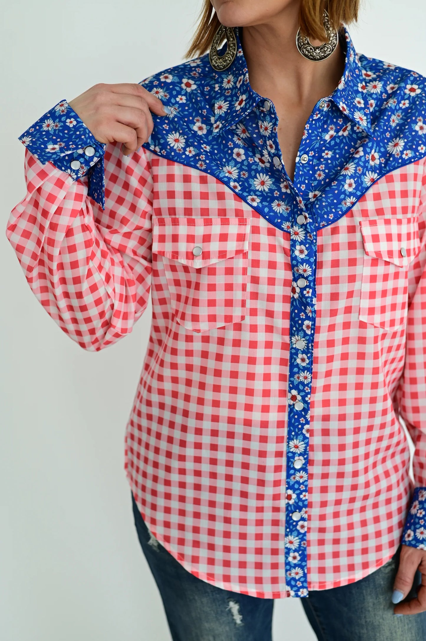 Red, White, & Blue Pearl Snap Top