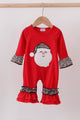 Infant Red Santa Leopard Ruffle Romper