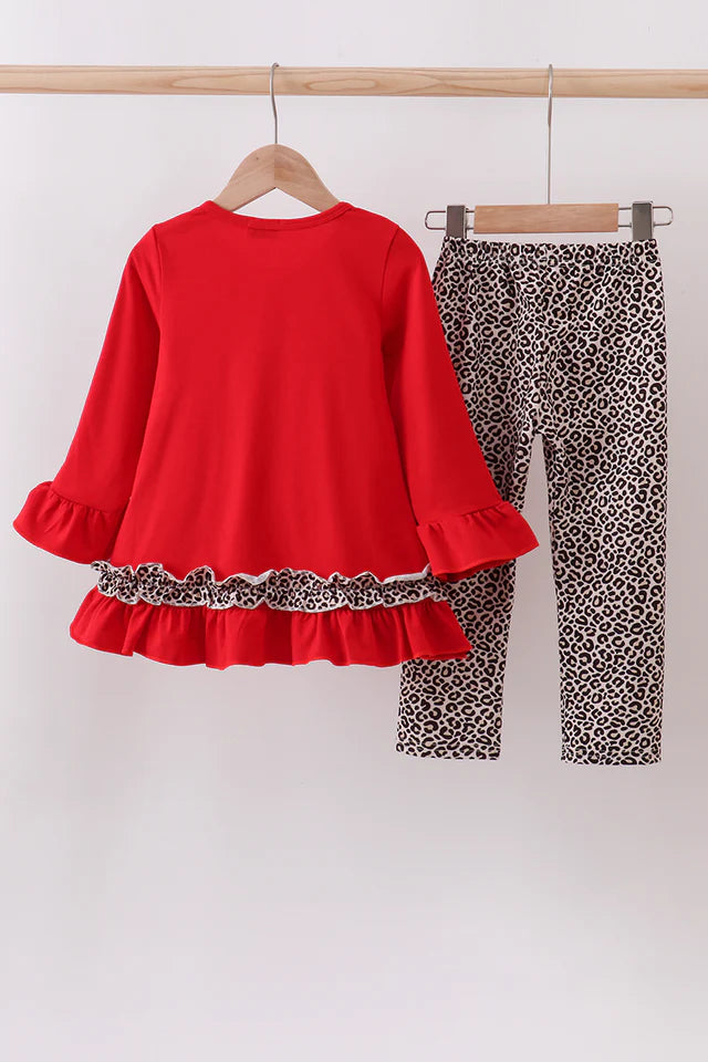 Infant & Girls Red Santa Ruffle Pants Set