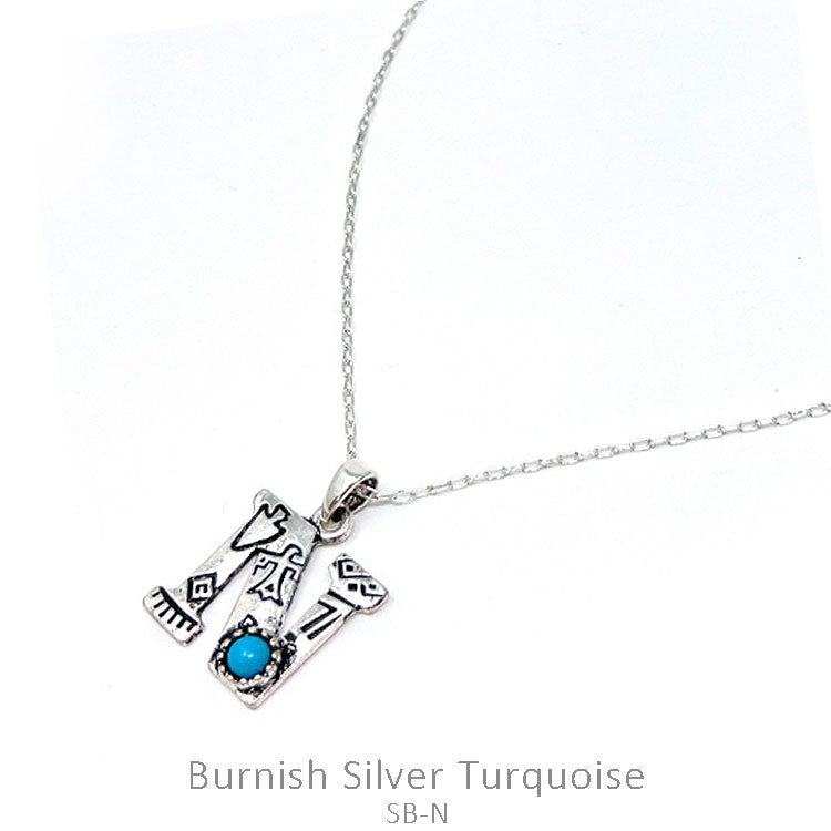 Silver Western Initial Necklace