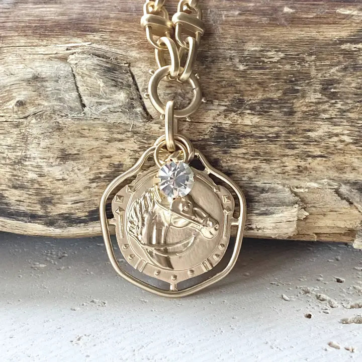 Gold Ranch Derby Horse Necklace