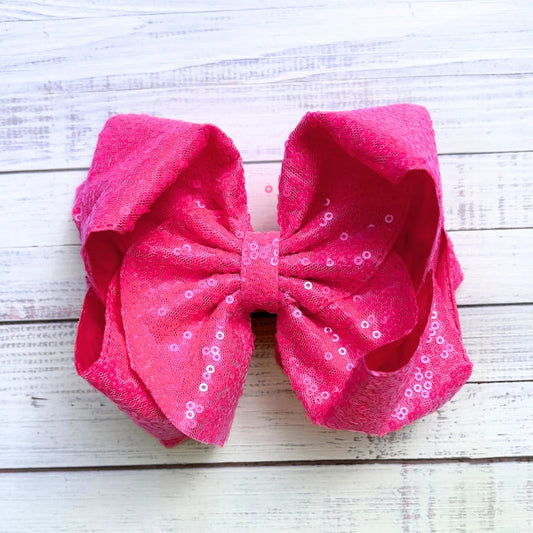 Pink Sequin Double Layer Hair Bow