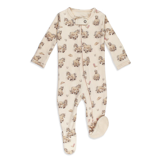L'oved Baby Blush Boots 2 Way Organic Zipper Footie