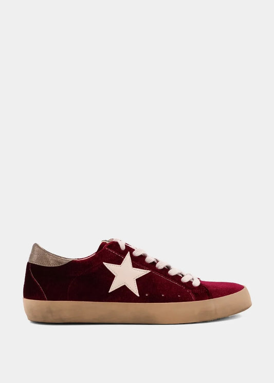 Shu Shop Paula Bordeaux Velvet Sneaker
