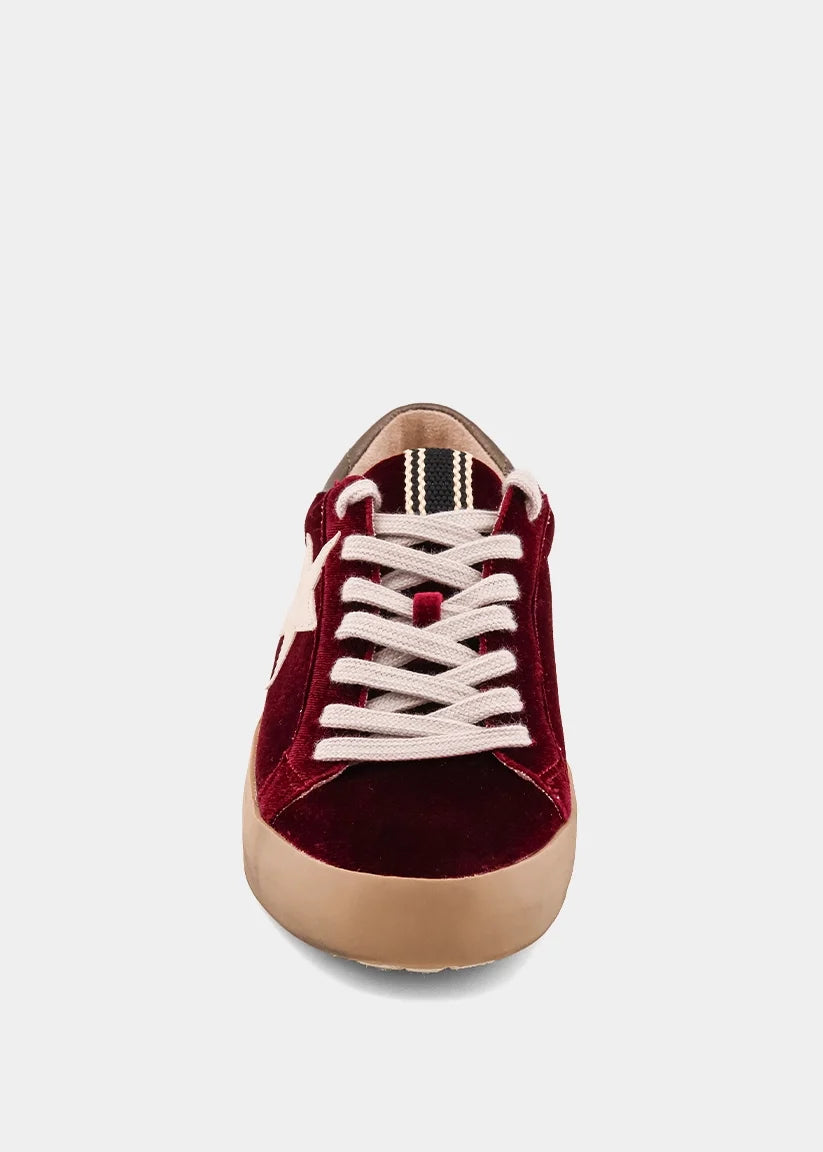 She Shop Paula Bordeaux Velvet Sneaker