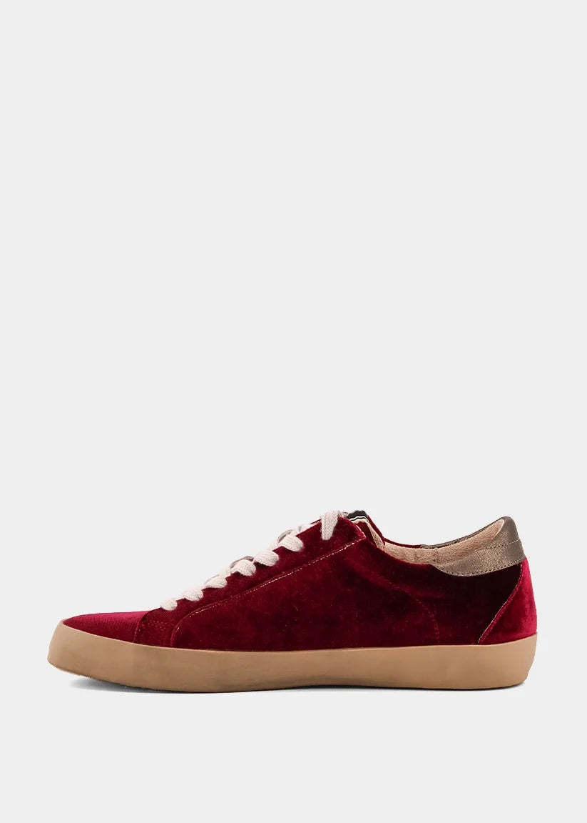 She Shop Paula Bordeaux Velvet Sneaker