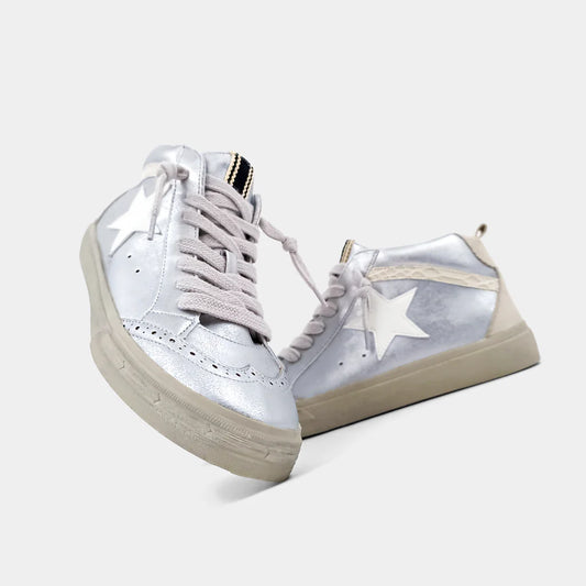 Paulina White & Silver Sneaker by ShuShop