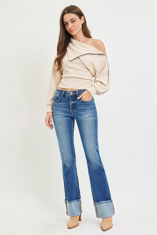 Risen TC Mid Rise Flare Cuff Hem Jean