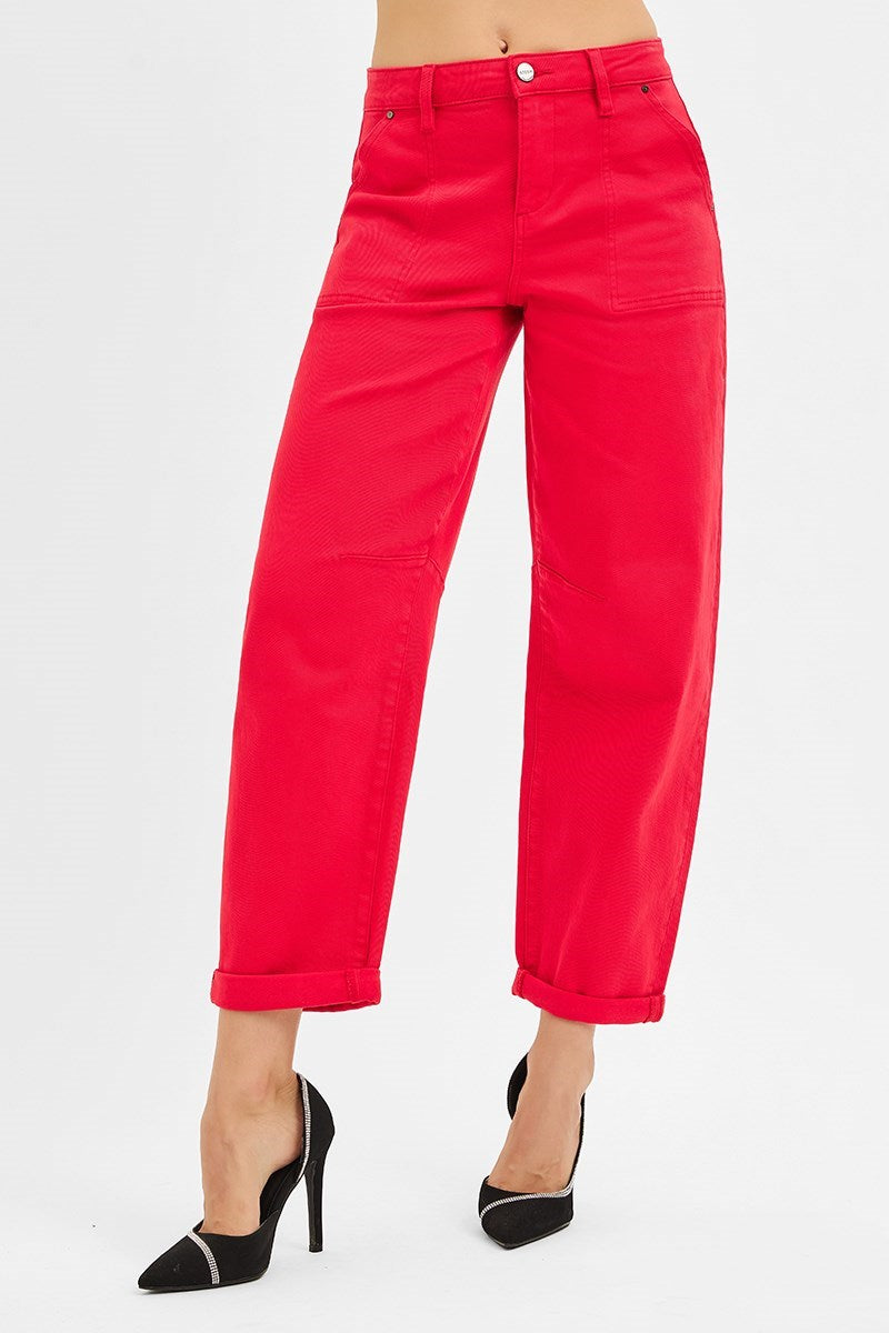 Risen Scarlet High Rise Cuffed Barrel Pants