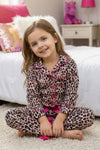 Girls Leopard & Fuchsia Trim Pajamas