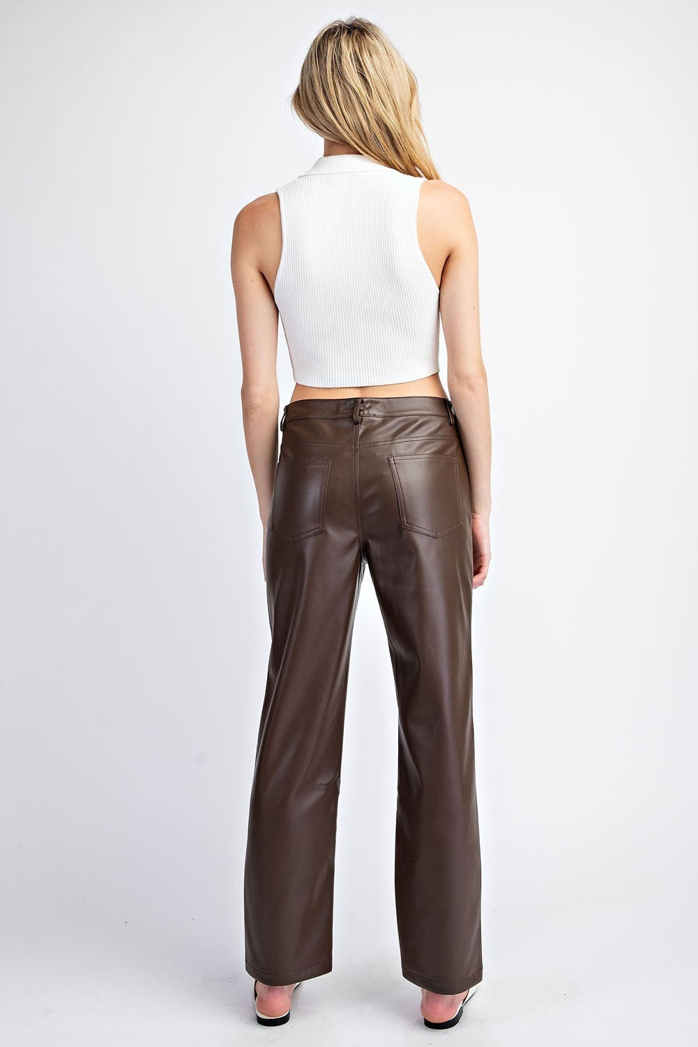 Brown Everyday Pleather Pants