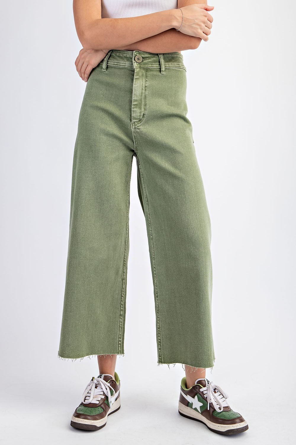 Sage Mineral Washed Cropped Pants