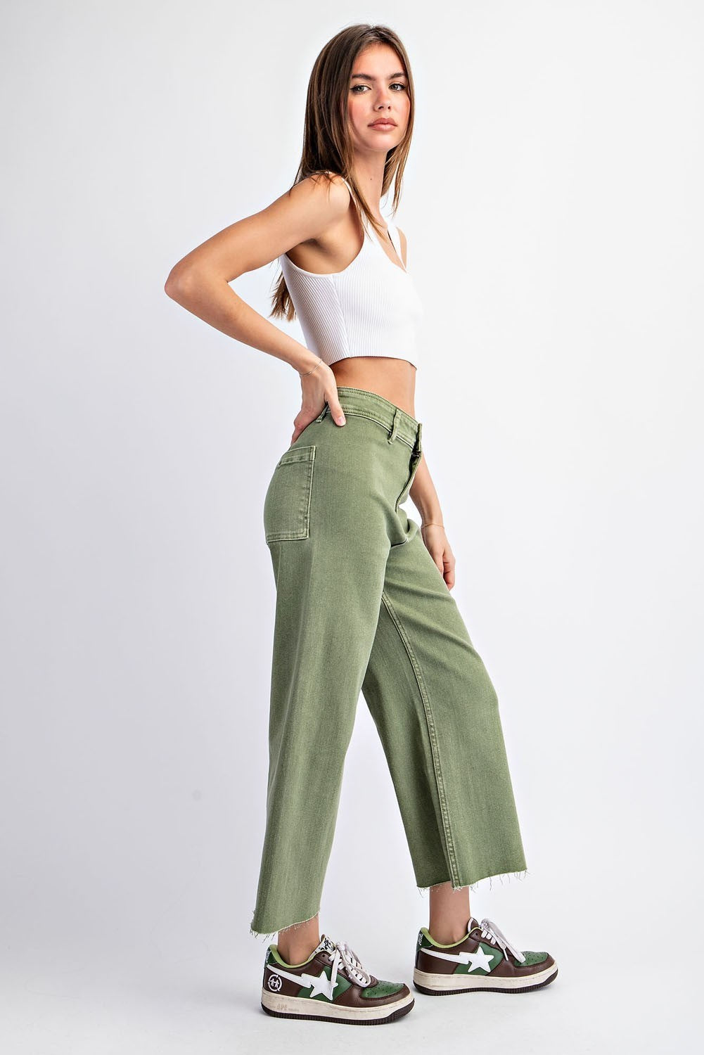 Sage Mineral Washed Cropped Pants