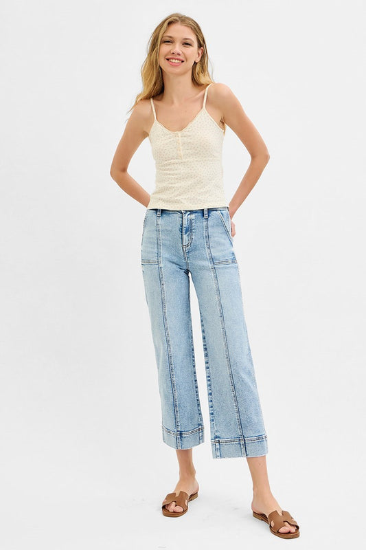 Risen High Rise Crop Wide Seam Jeans