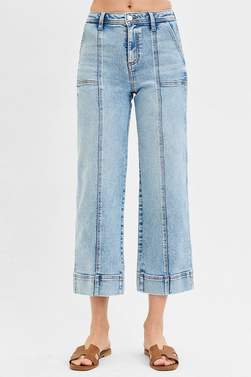 Risen High Rise Crop Wide Seam Jeans