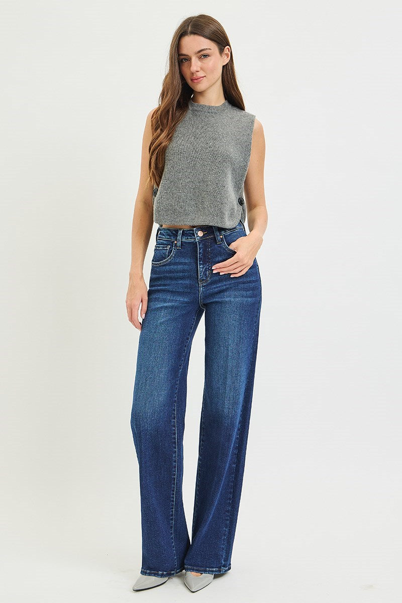 Risen TC High Rise Wide Leg Crease Line Jean