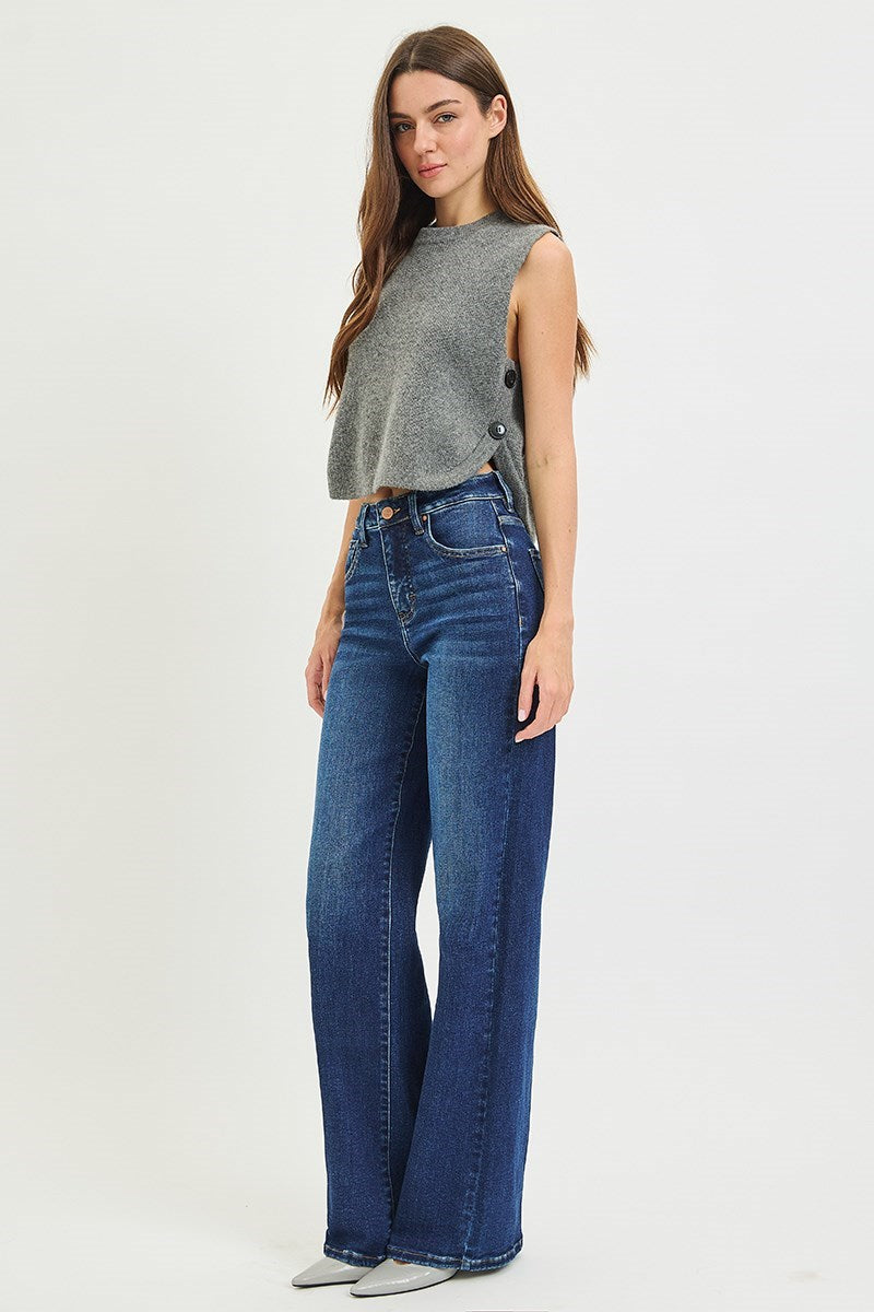 Risen TC High Rise Wide Leg Crease Line Jean