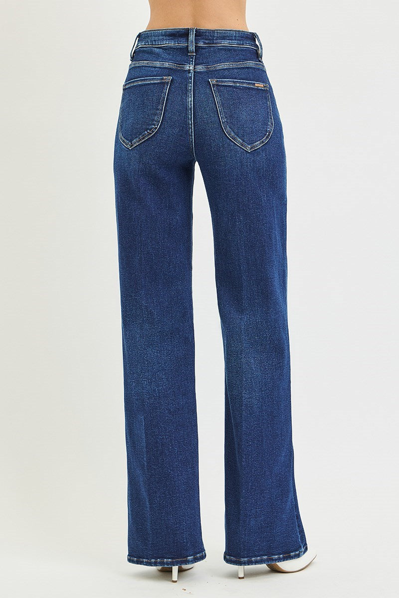 Risen TC High Rise Wide Leg Crease Line Jean