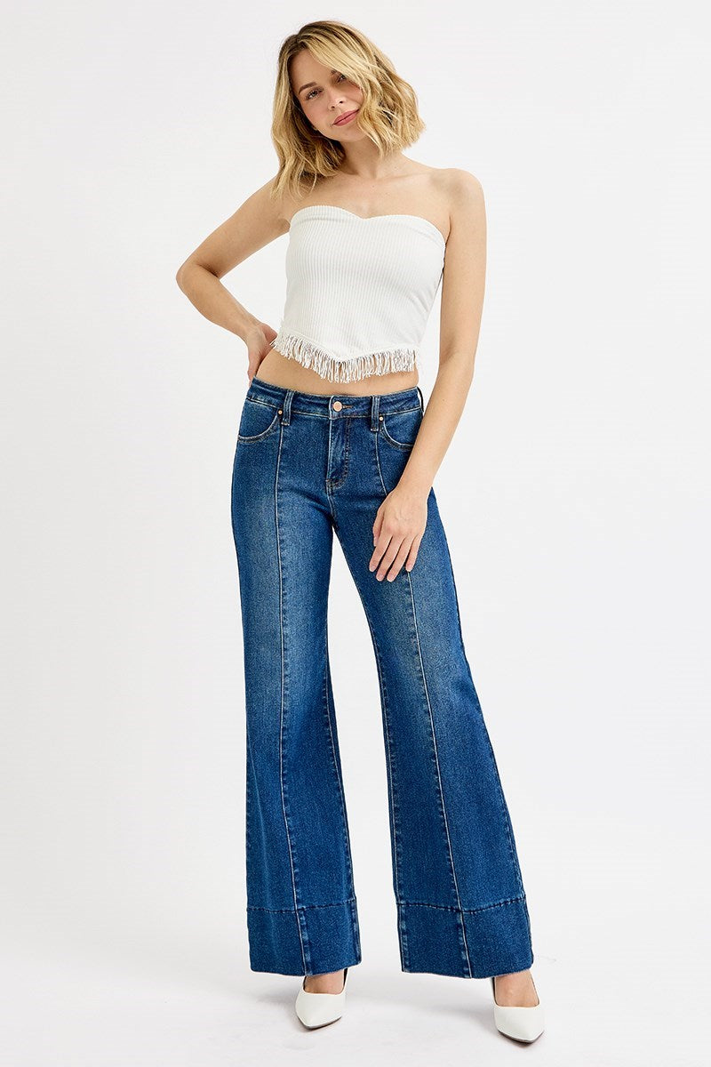 Risen TC Mid Rise Ankle Wide Flare Jeans