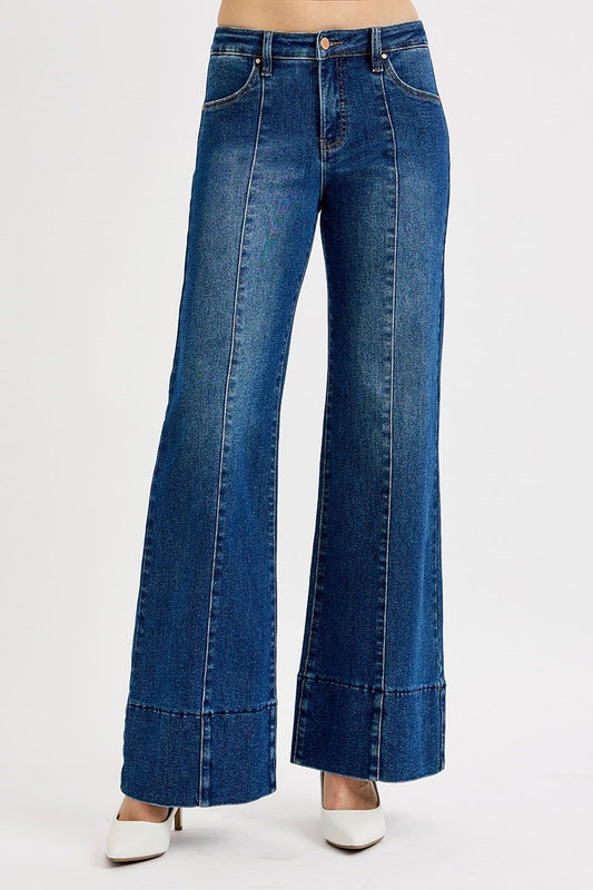Risen TC Mid Rise Ankle Wide Flare Jeans