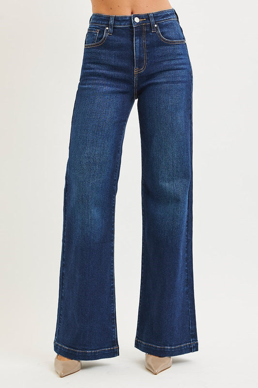 Risen Dark High Rise Wide Leg Jeans