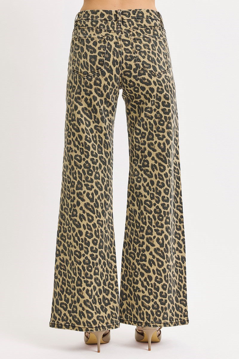 Risen Mid Rise Leopard Print Pants