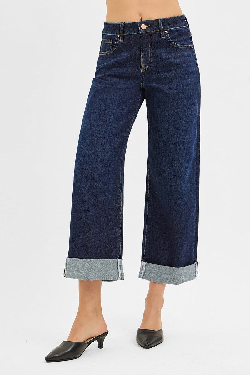 Risen Slouchy Ankle Wide Roll Up Jean