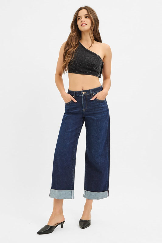 Risen Slouchy Ankle Wide Roll Up Jean