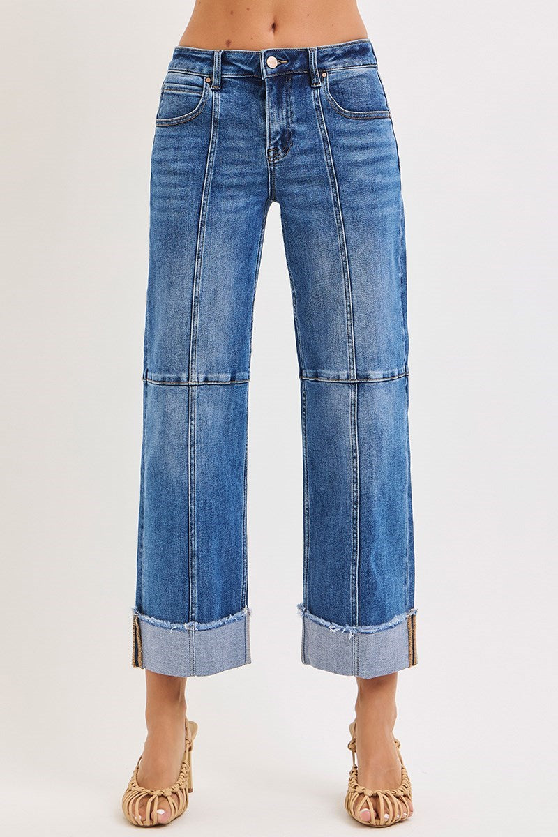 Risen Slouchy Crop Wide Seam Jeans
