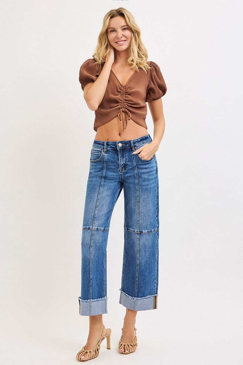Risen Slouchy Crop Wide Seam Jeans