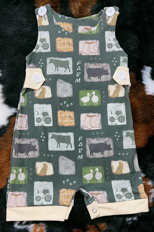 Boys Farm Print Romper