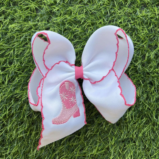 5.5" Western Boot Embroidered Hair Bow