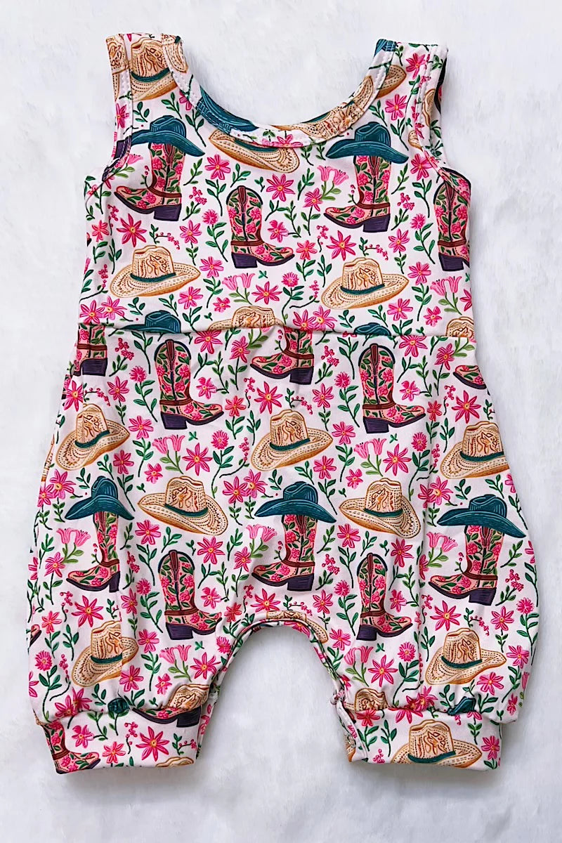 Cowgirl Ditsy Flower Romper