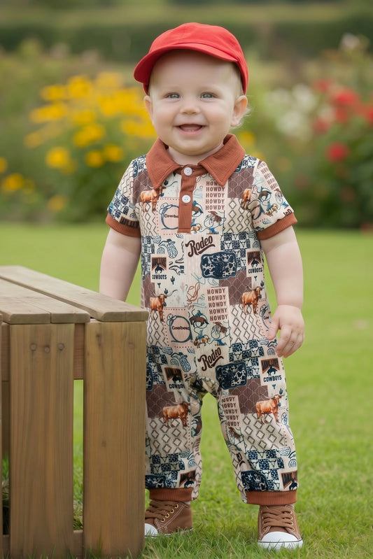 Rodeo Multi Print Jumpsuit with Snaps