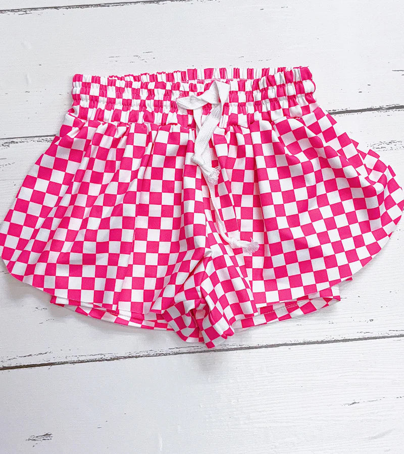 Fuchsia Checkered Hi-performance Shorts