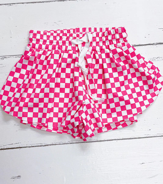 Fuchsia Checkered Hi-performance Shorts