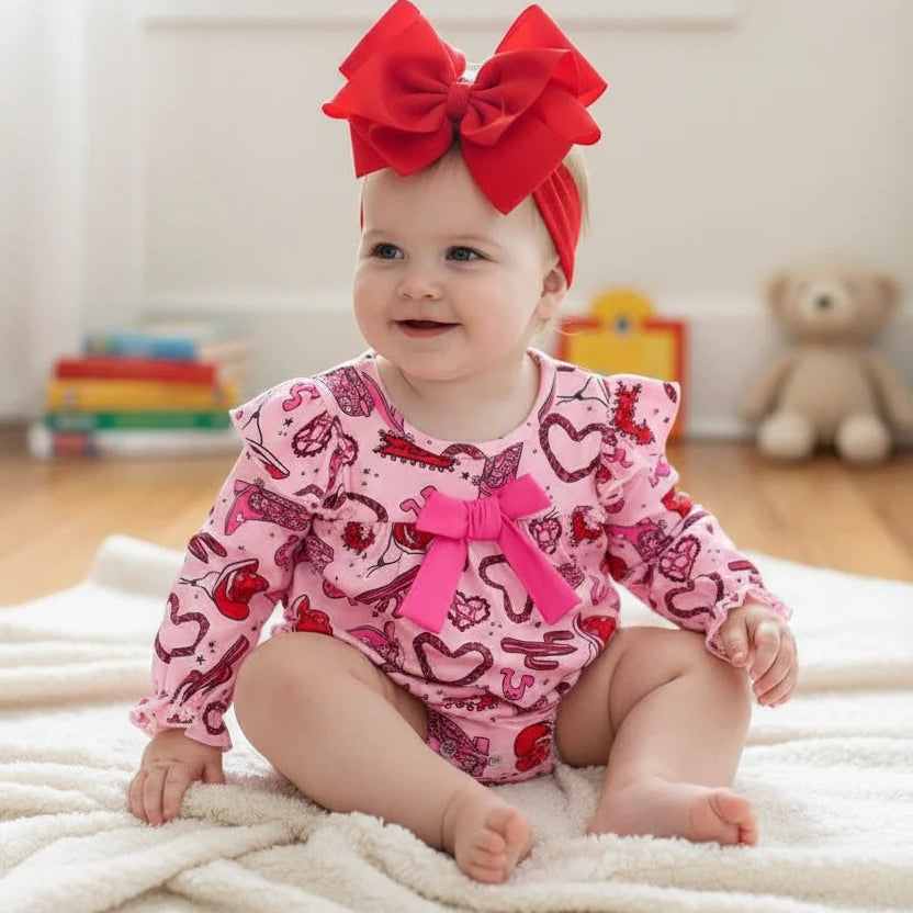 Infant Girls Heart Print Romper