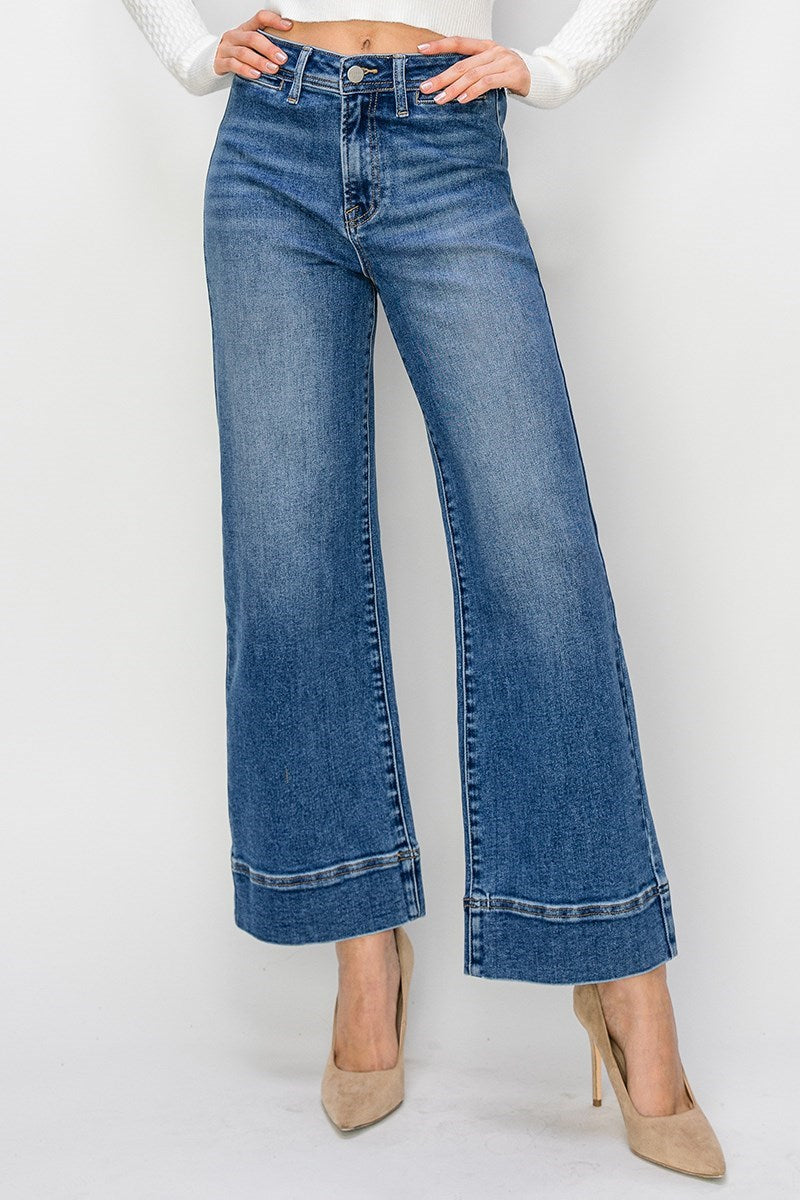 Risen High Rise Crop Wide Jeans