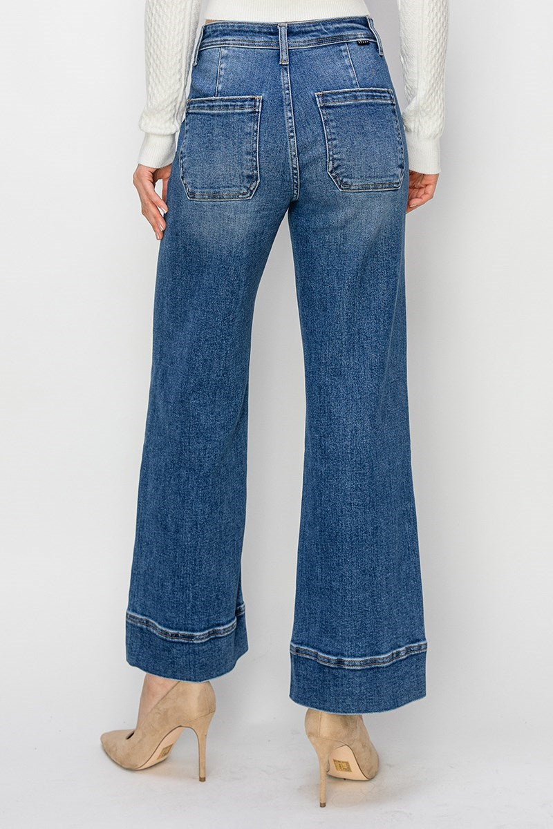 Risen High Rise Crop Wide Jeans