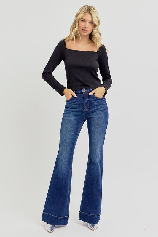 Risen TC High Rise Flare Elastic Band Jeans