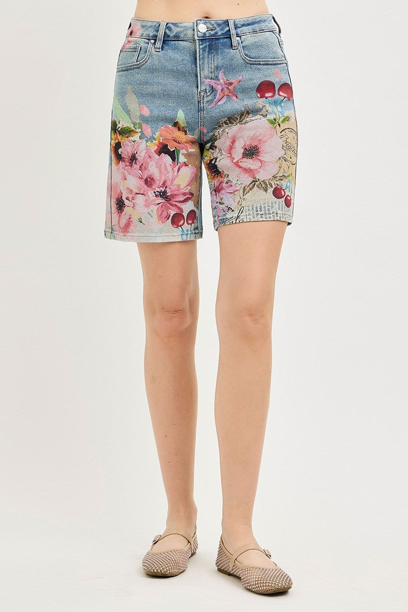 Risen Slouchy Floral Print Shorts