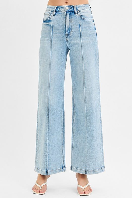 Risen High Rise Wide Pintuck Jeans