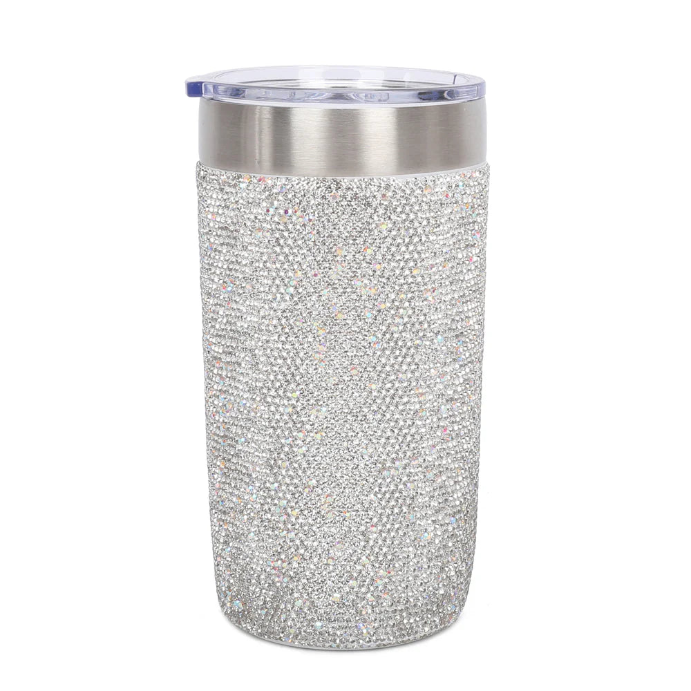 Silver Rhinestone Thermos Tumbler