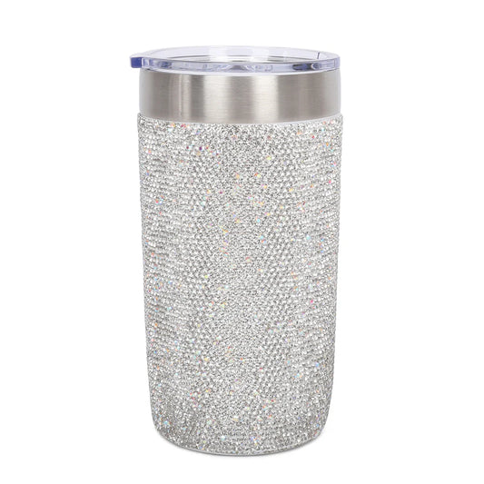 Silver Rhinestone Thermos Tumbler