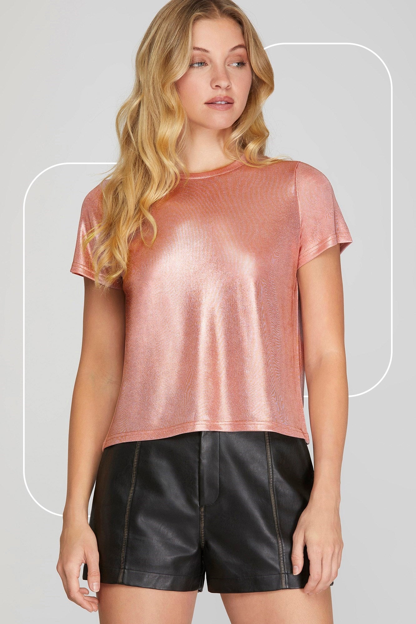 Pink Metallic Knit Top