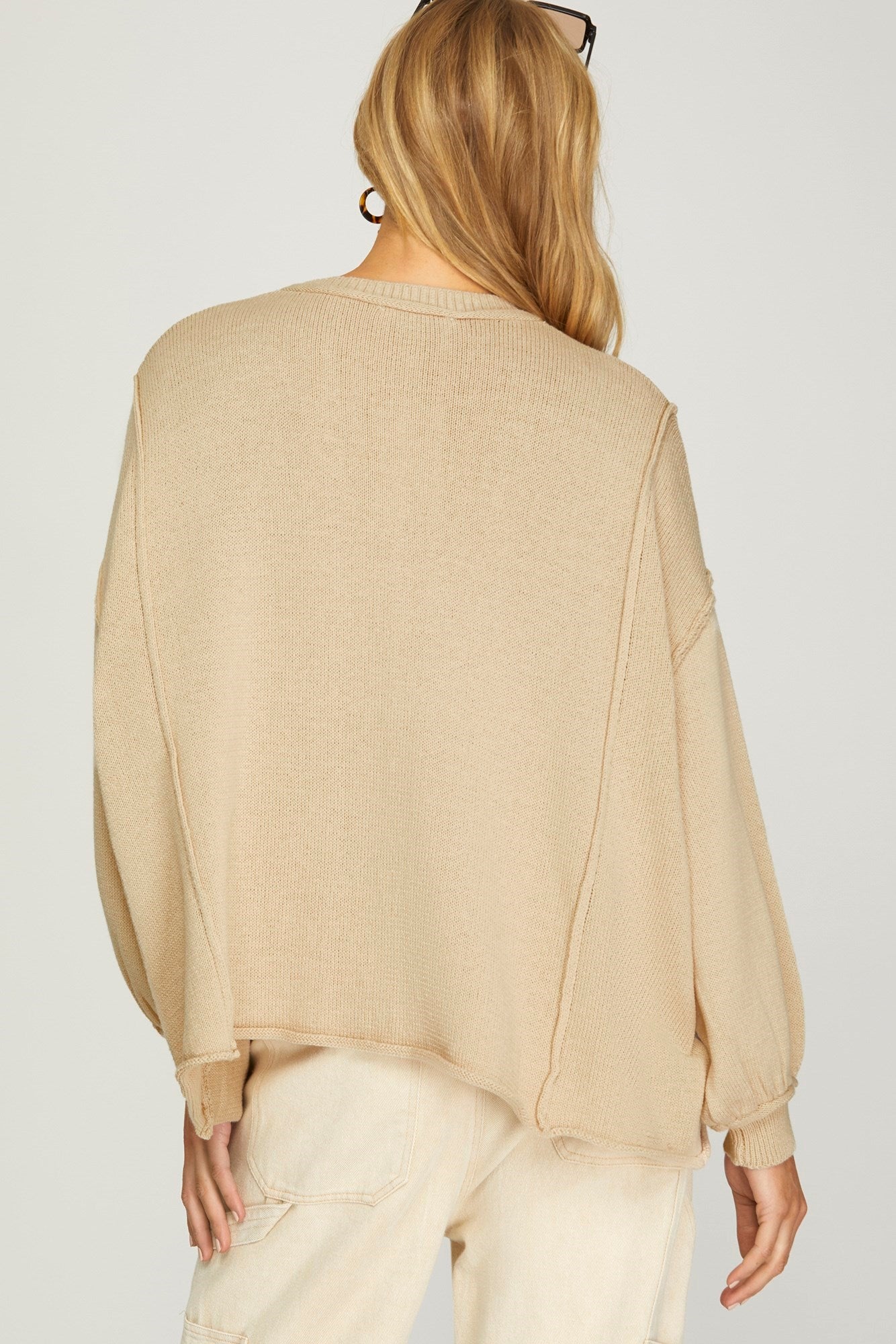 Taupe Oversized Sweater with Pocket