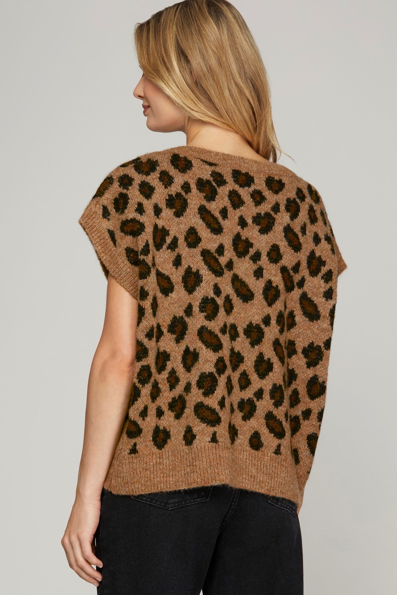 Oversized Leopard V-Neck Sweater