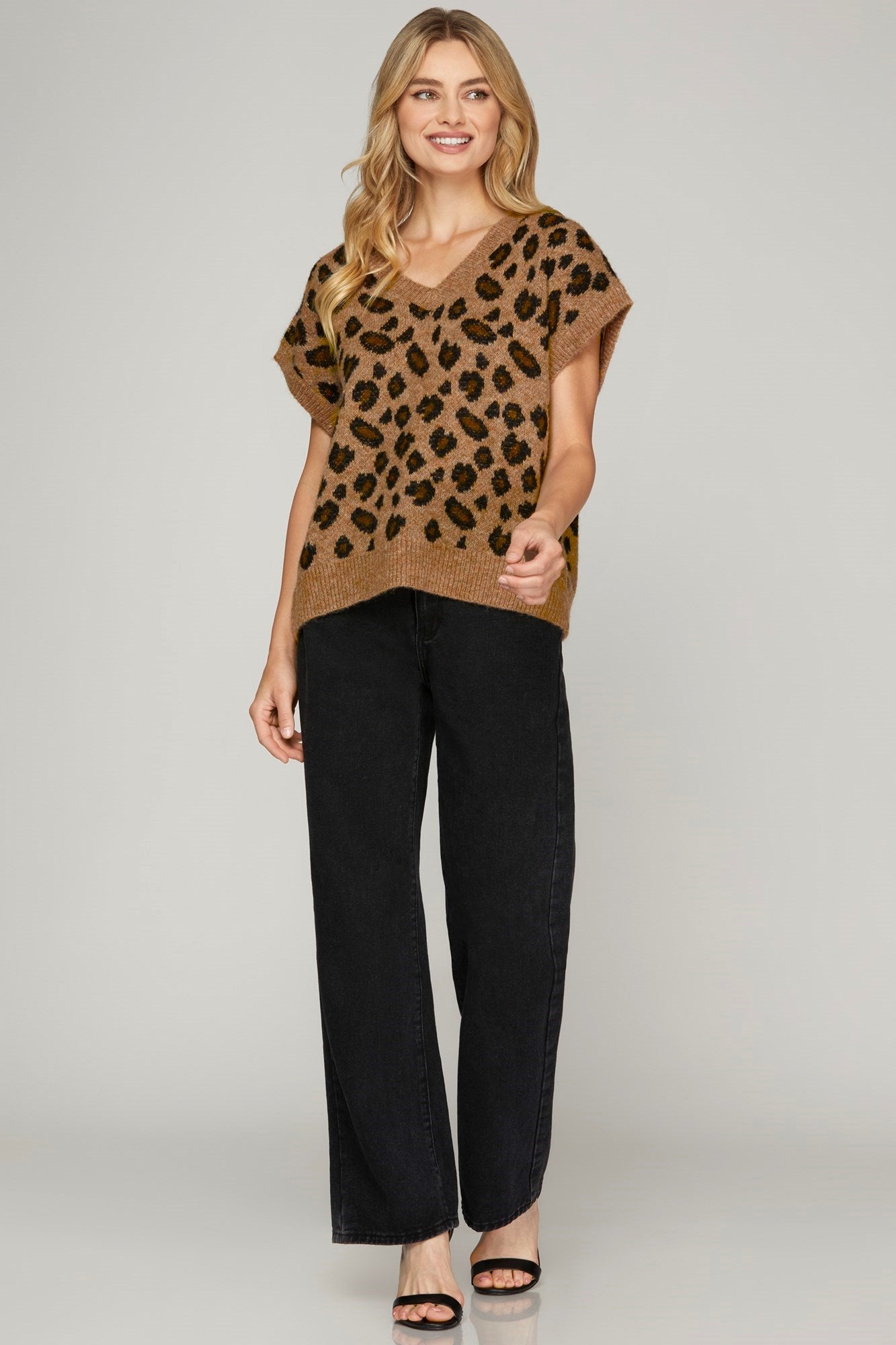 Oversized Leopard V-Neck Sweater