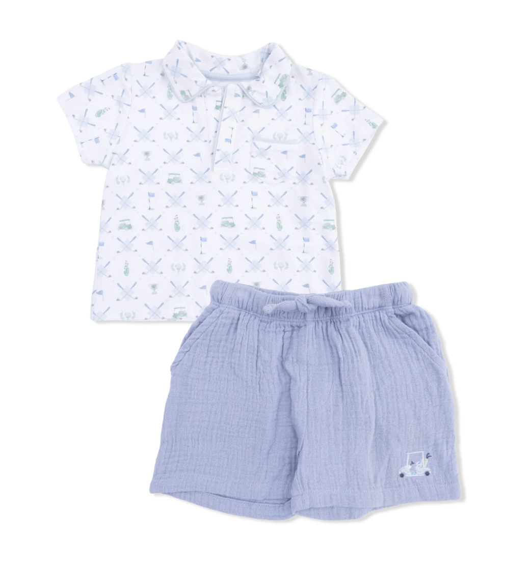 Boys Golf Trellis Polo & Shorts Set